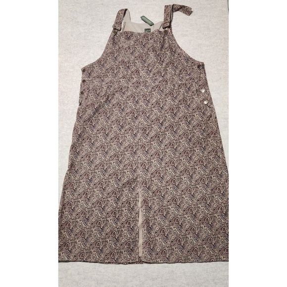 Eddie Bauer Womens Corduroy Overall Dress Paisley Print Sleeveless XXL - Picture 1 of 8